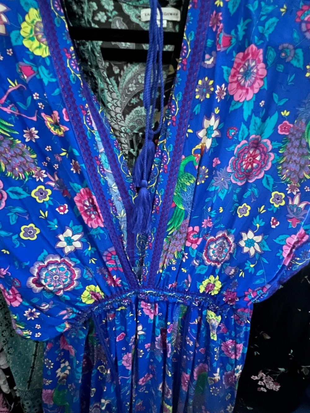 Bright Blue Floral Boho Maxi Dress